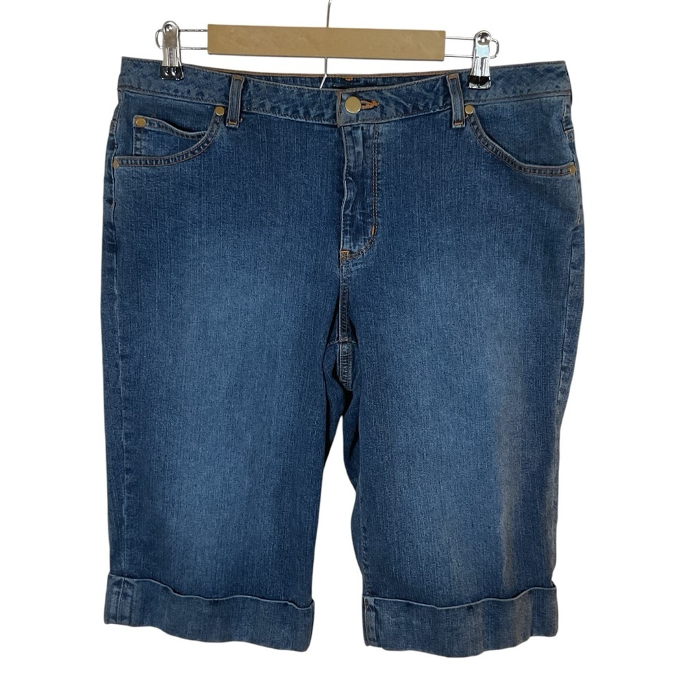 a.n.a. Women’s Denim Distressed Bermuda Shorts.  Size 16P